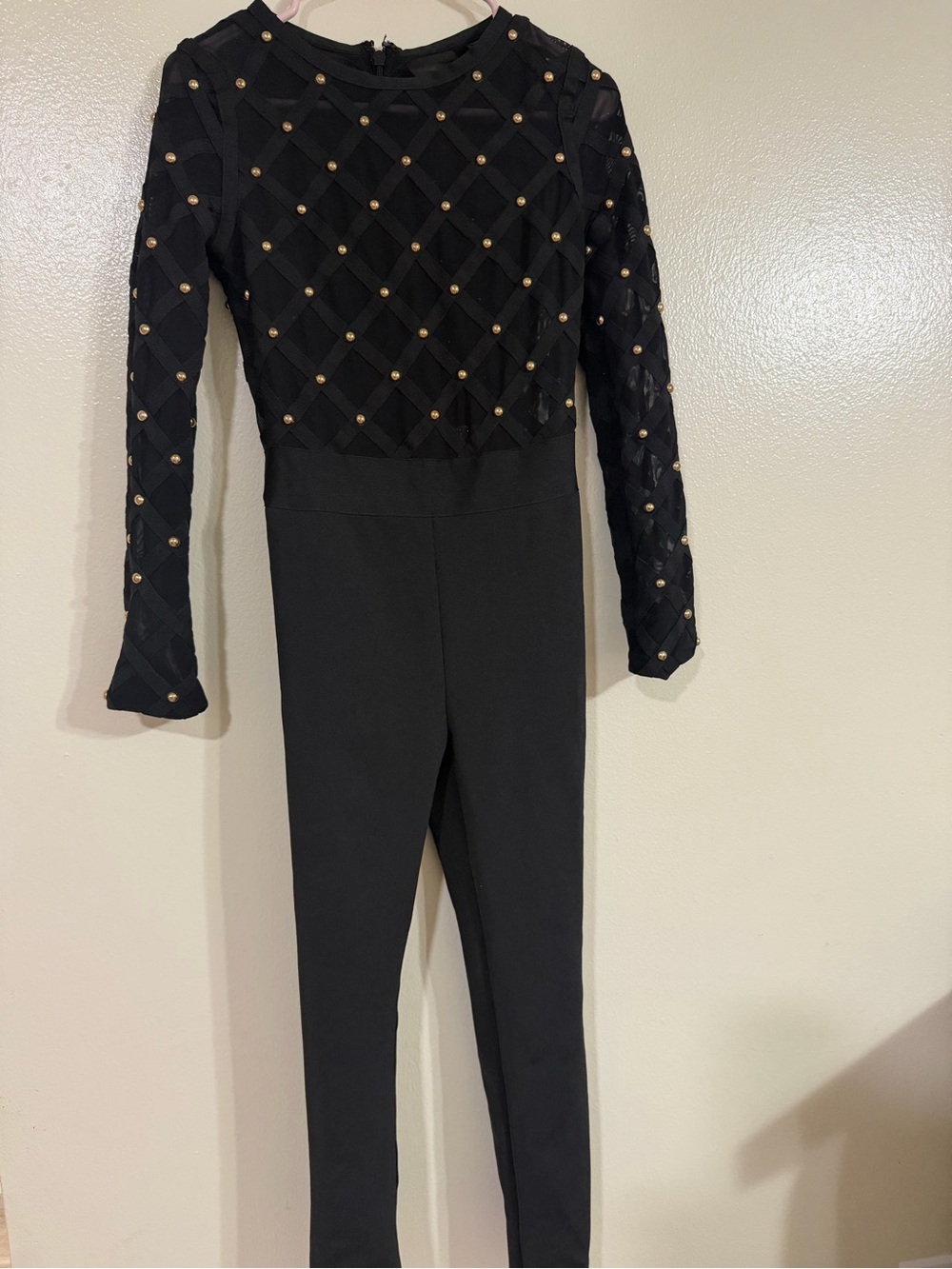 & Other Stories Black Long-Sleeve Studded Jumpsuit